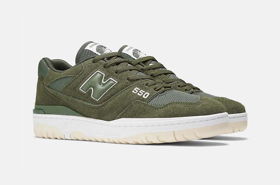 New Balance 550 olive suede